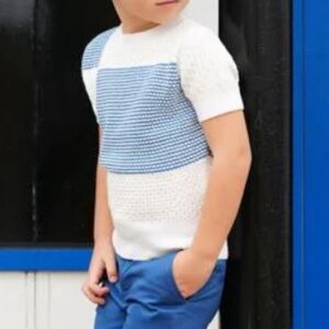 Moto Boys Sweater Size 5 Preppy Blue White Cotton